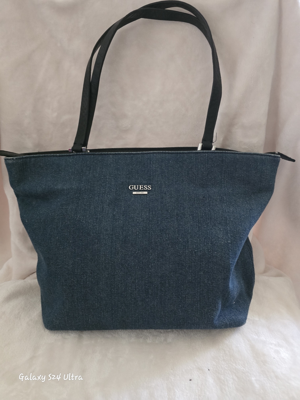 GUESS Denim Tote Bag in Dark Blue